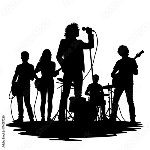 Silhouette of a Dynamic Rock Band