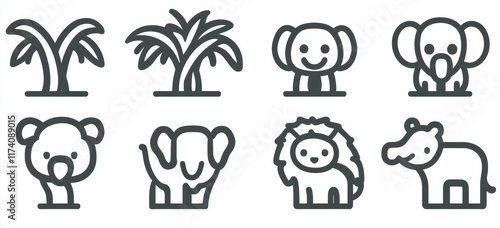 Thin line icons of wild animals. Collection from Flaticon, designed in a simple and modern style photo