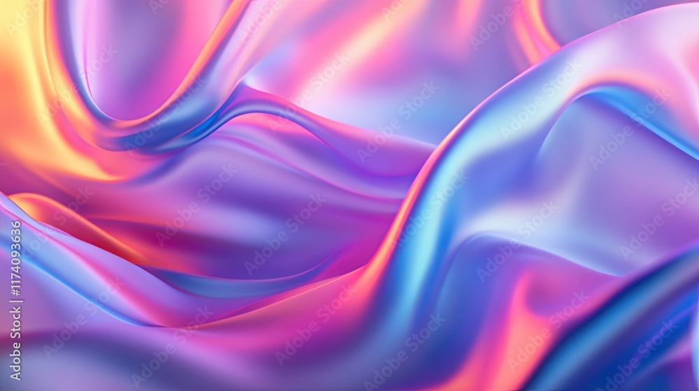 Abstract iridescent fabric waves, flowing design, colorful background, for textile or design projects. Abstract iridescent fabric waves, flowing design, colorful background, for textile or design projects.
