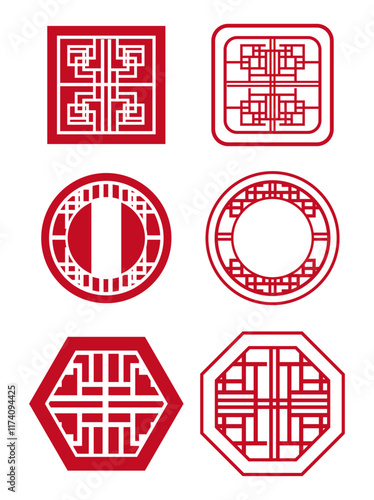 Traditional Chinese Window Grille Paper-cut Hollow Pattern Vector photo