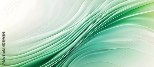 Modern green gradient abstract curved layered lines background 3d rendering