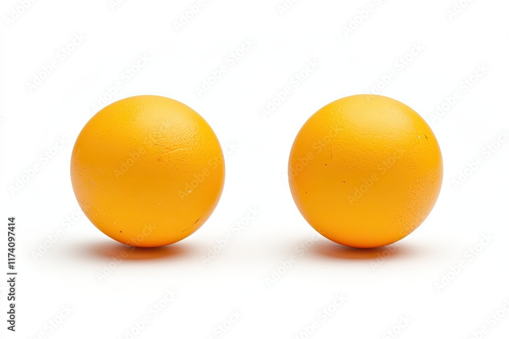 A white isolated background with a table tennis ball and a flattened ping pong ball A white isolated background with a table tennis ball and a flattened ping pong ball