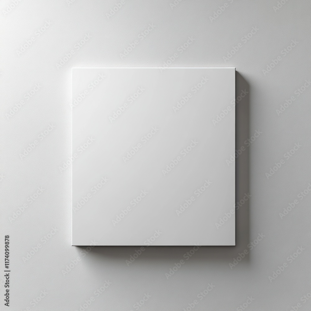 Blank square canvas on white wall. Blank square canvas on white wall.