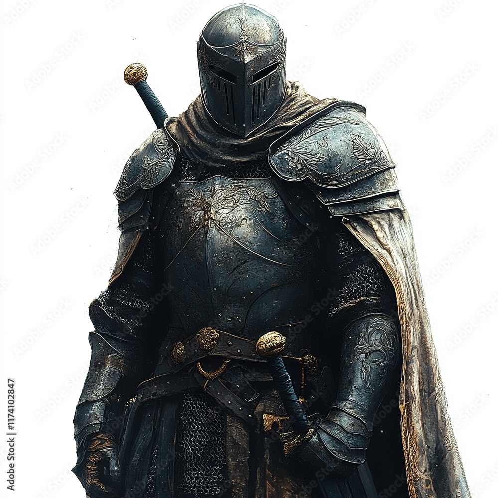 Epic battle scene featuring armored knight with sword medieval setting digital art dark and mysterious ambiance Epic battle scene featuring armored knight with sword medieval setting digital art dark and mysterious ambiance
