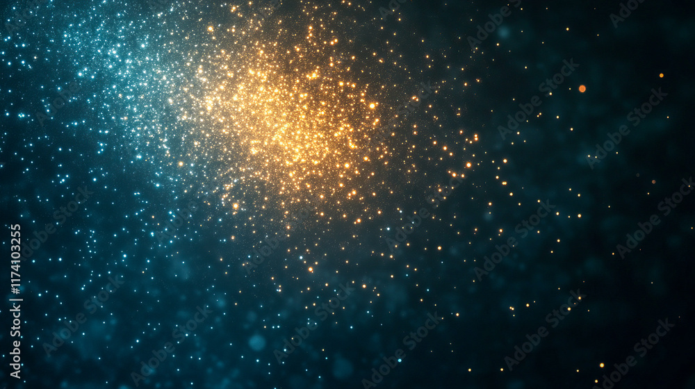 Abstract cosmic nebula with glowing blue and orange sparkles Abstract cosmic nebula with glowing blue and orange sparkles