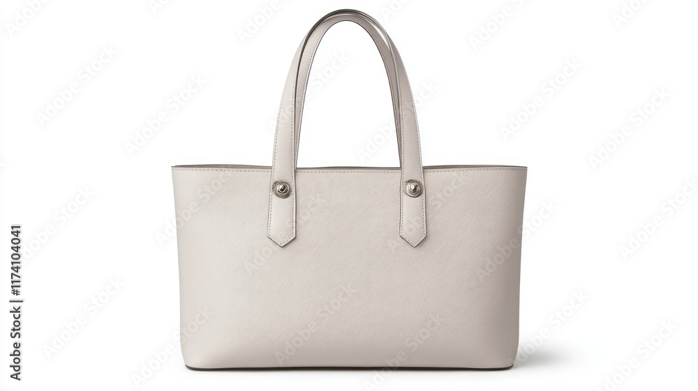 Off-white tote bag with silver accents. Off-white tote bag with silver accents.