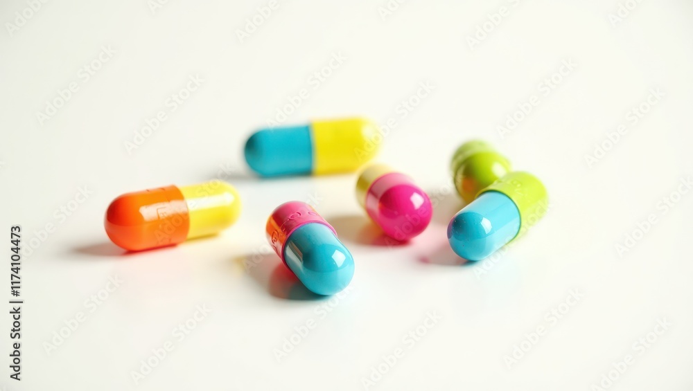 colorful pills on white background colorful pills on white background