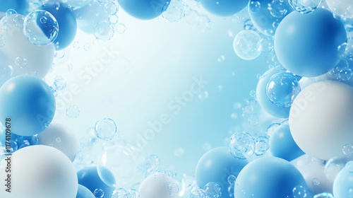 Wallpaper Mural Festive Blue and White Balloon Background with Blank Space for Text Torontodigital.ca