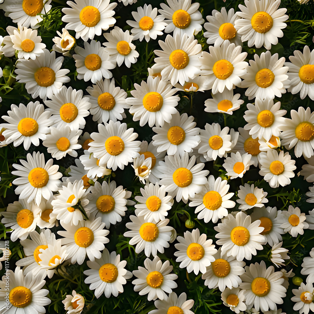 a flower bed with daisies in the middle of it Generative AI a flower bed with daisies in the middle of it Generative AI
