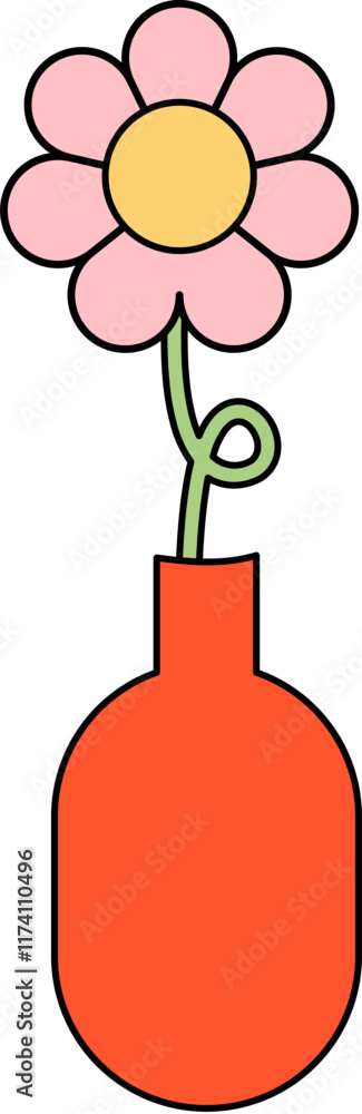 Colorful Retro Flower in Vase Colorful Retro Flower in Vase