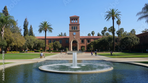 ORANGE, CALIFORNIA - 14 MAY 2020: Musco Center for the Arts and the Aitkens Arts Plaza, on the campus of Chapman University.  photo