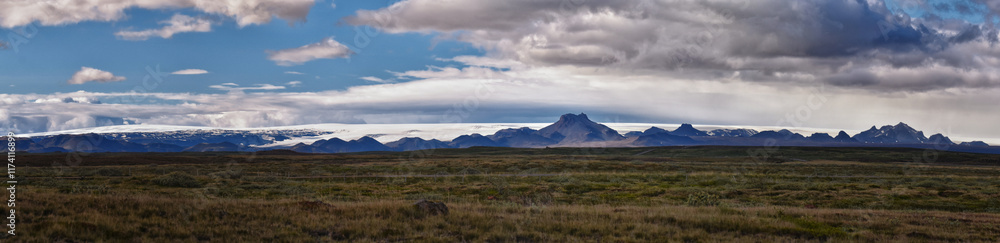 The mighty Langjökull, the Long Glacier 2024, is the second-largest glacier in Iceland. From Thingvellir National Park, Scandinavia, Europe.