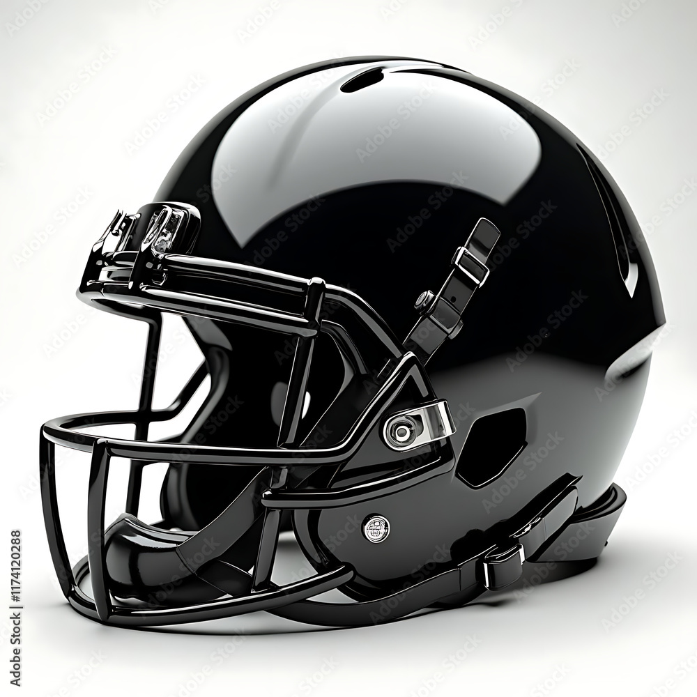 Fototapeta premium Sleek and Modern Black Football Helmet Perfect for Showcasing Athletic Gear and Protection