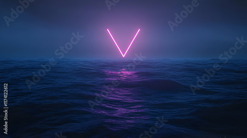 Neon V Ocean 3D Illustration photo