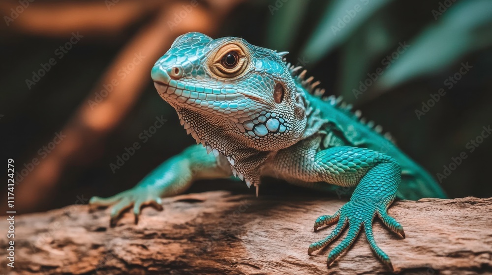 Vibrant Reptile in a Tropical Jungle Setting Vibrant Reptile in a Tropical Jungle Setting
