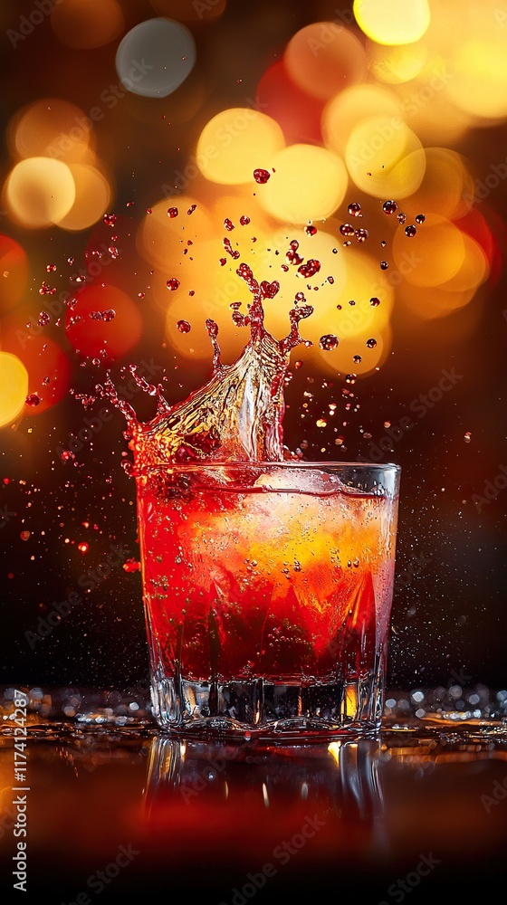 Bartender creates stunning Tequila Sunrise with vibrant grenadine splash Bartender creates stunning Tequila Sunrise with vibrant grenadine splash