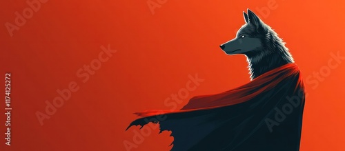 Haunting wolf silhouette casting a dark ominous presence against a dramatic red and black backdrop evoking a sense of mystery suspense and supernatural danger photo