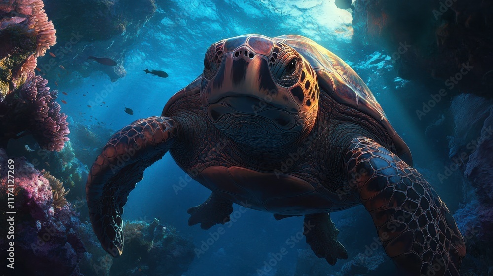 Fototapeta premium Close-Up Photography of Sea Turtle in Natural Light