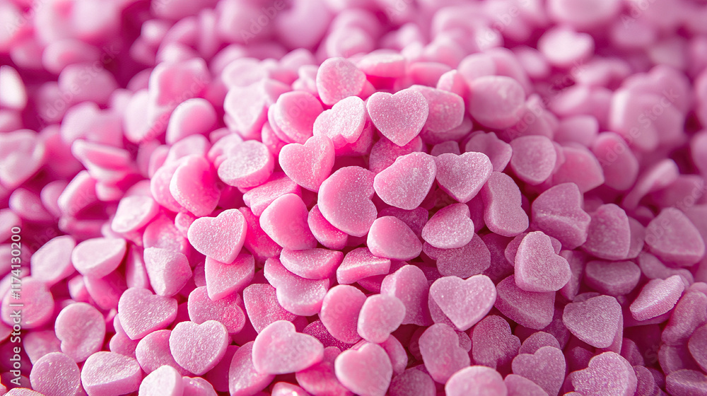 Obraz premium pile of pink heart sprinkles in sharp focus, perfect for celebrations