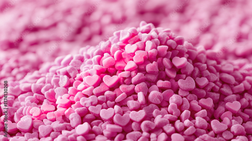 Obraz premium pile of pink heart sprinkles creates sweet and festive atmosphere