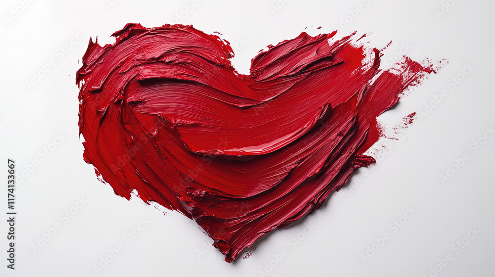 Fototapeta premium vibrant red heart illustration created with thick, rough brush strokes