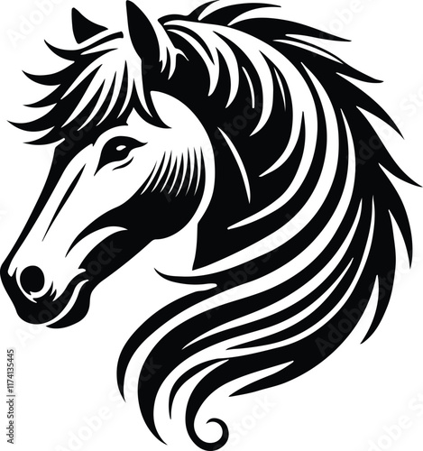 black and white horse