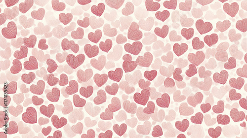 Wallpaper Mural Hand drawn hearts in pale pink create charming repeating pattern Torontodigital.ca