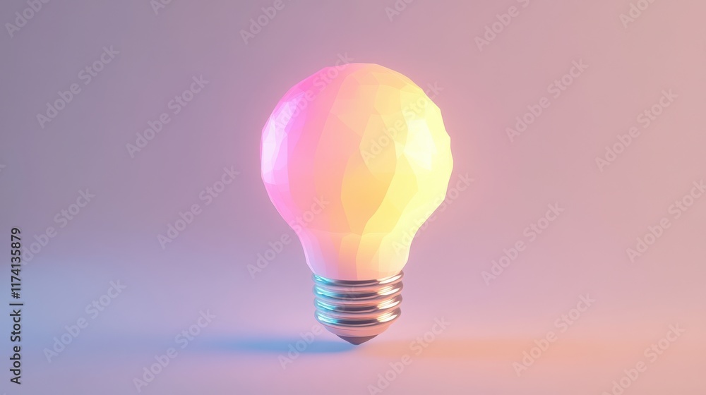 Fototapeta premium Colorful Geometric Light Bulb with Soft Glow on Creative Background