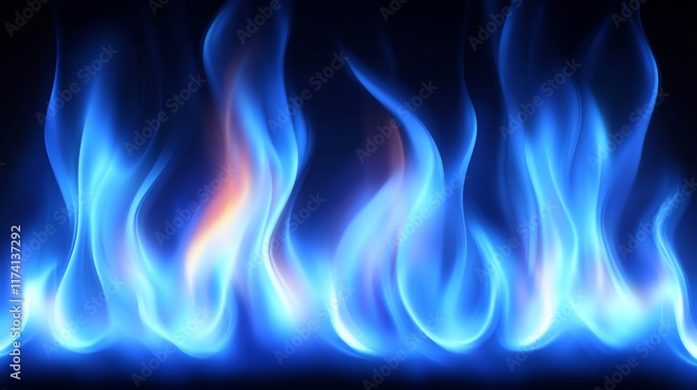 Abstract blue flames burning on black background. Abstract blue flames burning on black background.