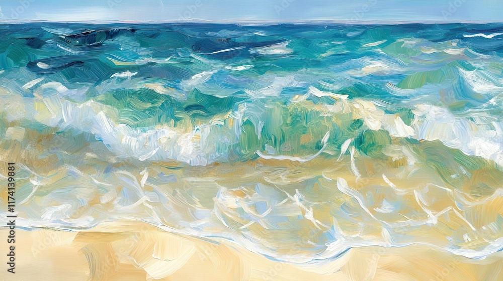 Obraz premium Shimmering Waters at a Sandy Beach Setting