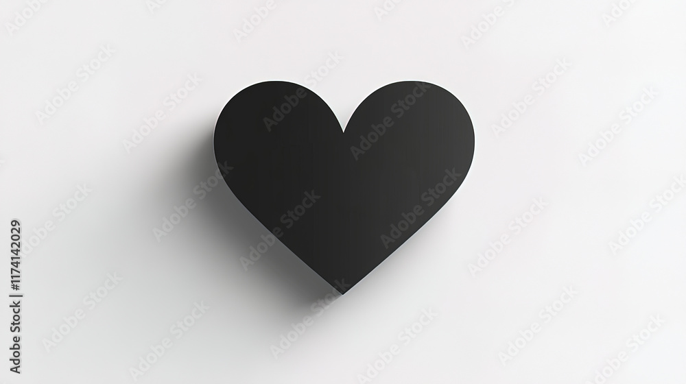 sleek black heart silhouette with smooth design and shadow effect sleek black heart silhouette with smooth design and shadow effect