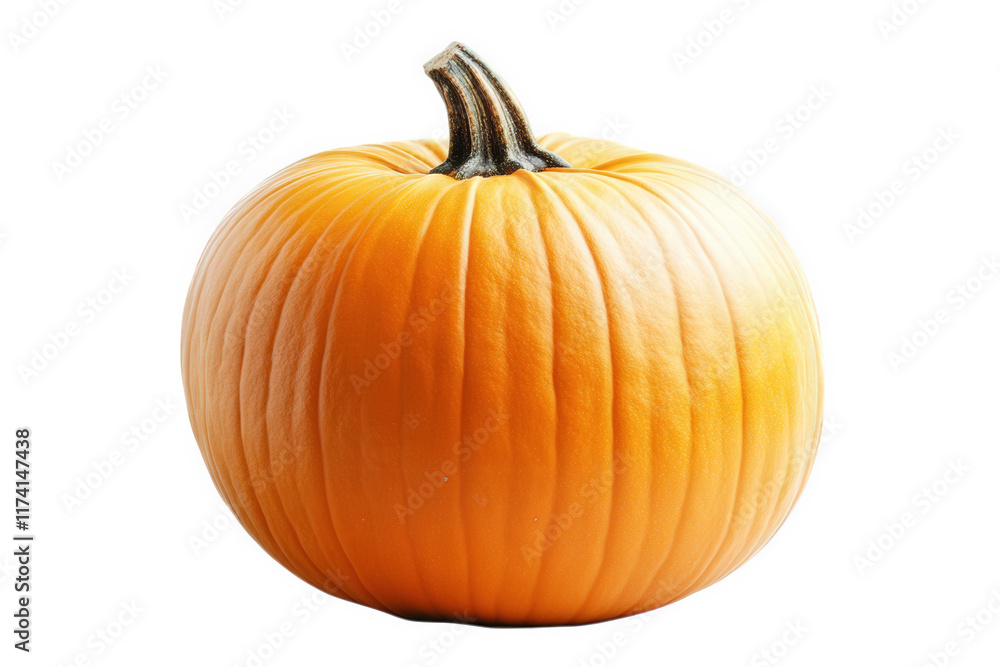 vibrant orange pumpkin with a smooth surface and a curved stem. set against a white background the pumpkin's ridges and round shape highlight its natural beauty. making it ideal for autumn-themed deco vibrant orange pumpkin with a smooth surface and a curved stem. set against a white background the pumpkin's ridges and round shape highlight its natural beauty. making it ideal for autumn-themed deco