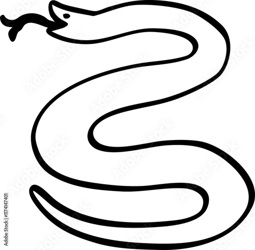 hand drawn cute cartoon of snake illustration.