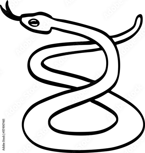 hand drawn cute cartoon of snake illustration.