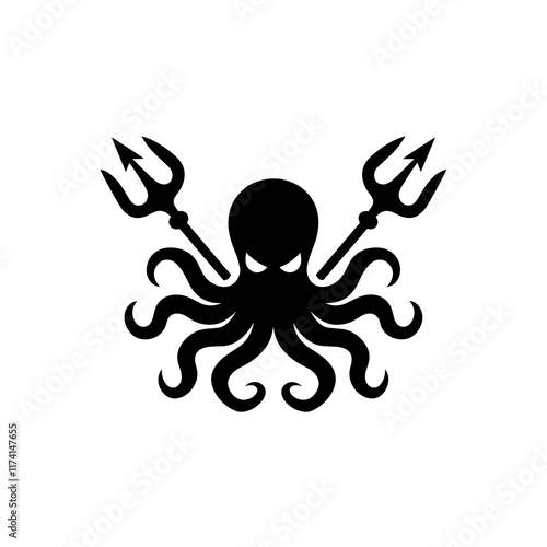 Octopus with Tridents Graphic