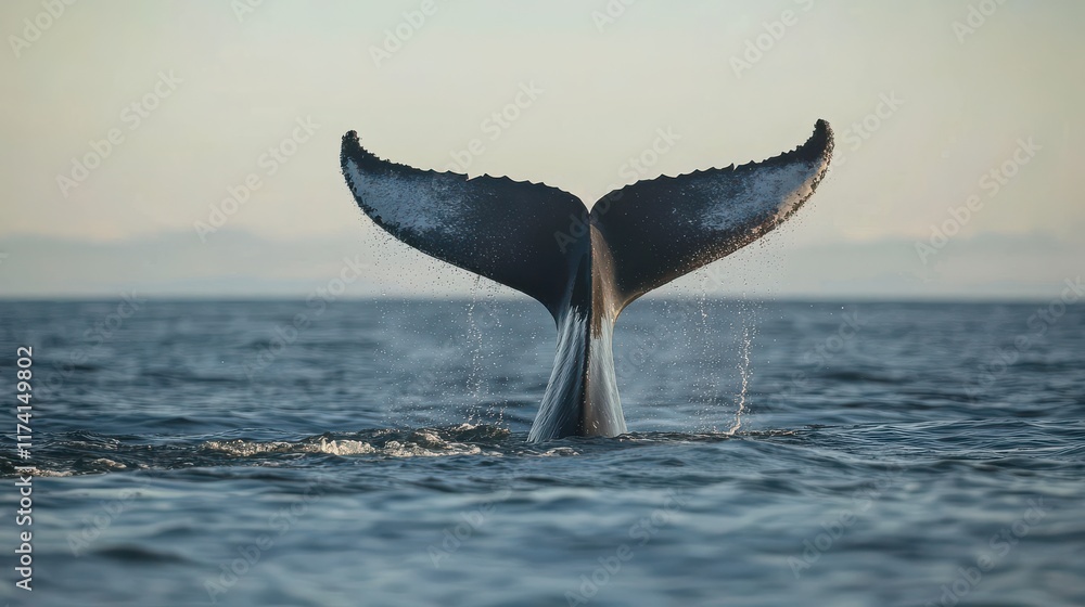 Fototapeta premium Whales Engaging in Calm Ocean Waters with Vibrant Colors