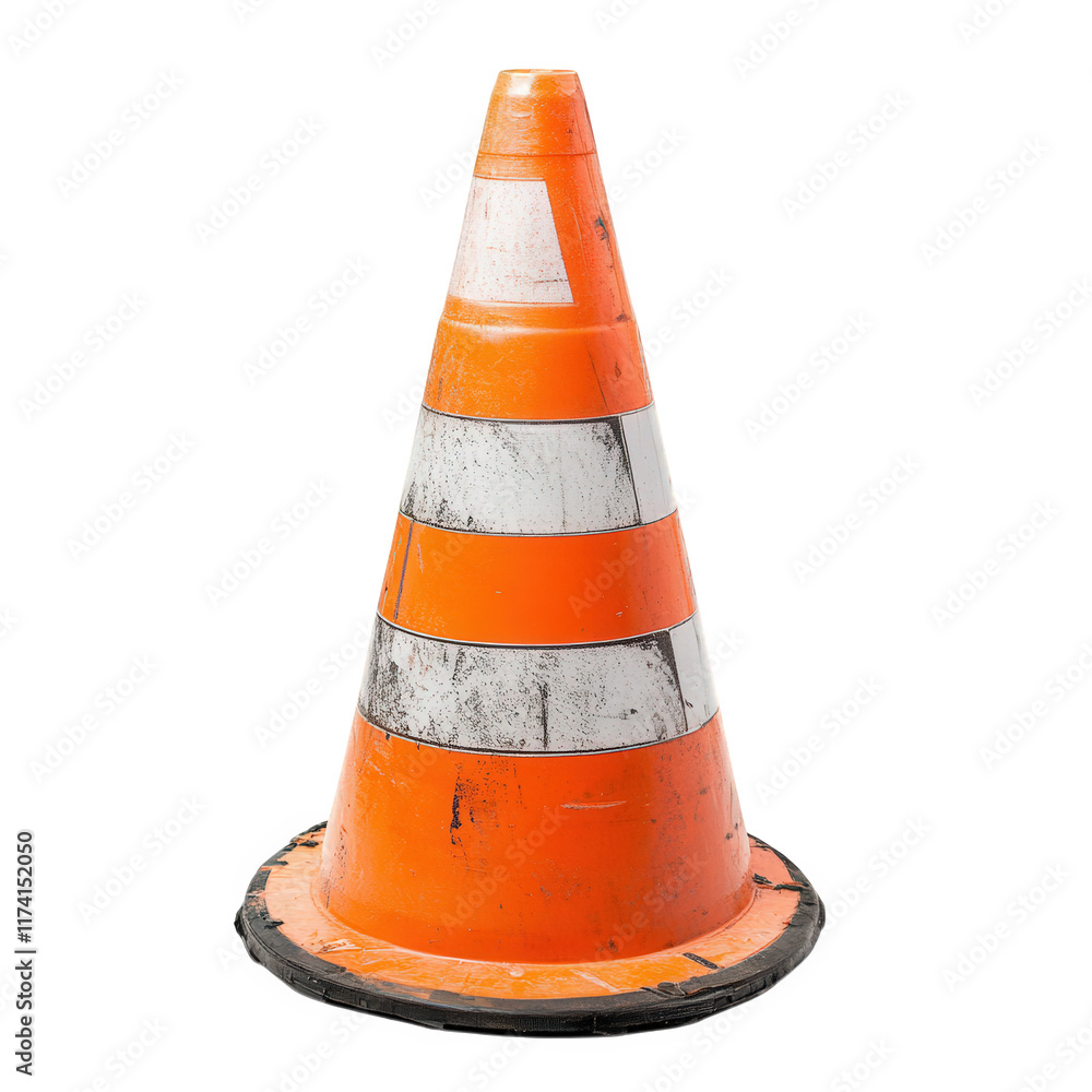 a traffic cone. commonly used for road safety and directing traffic its bright orange color with reflective stripes enhances visibility. making it effective for alerting drivers about construction zon a traffic cone. commonly used for road safety and directing traffic its bright orange color with reflective stripes enhances visibility. making it effective for alerting drivers about construction zon