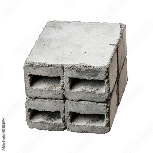 a stack of concrete blocks. commonly used in construction for building walls and structures the blocks have hollow sections. allowing for insulation or reinforcement their sturdy design makes them ess photo