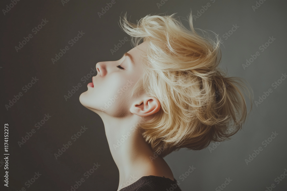 Stylish young woman face model. Generative Ai. Stylish young woman face model. Generative Ai.