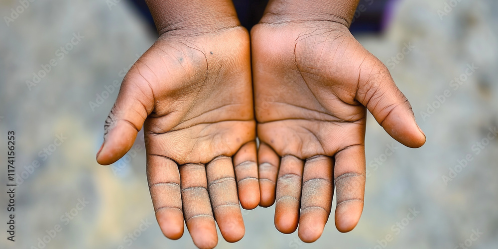 Open hands with detailed skin texture, evoking giving and vulnerability. Open hands with detailed skin texture, evoking giving and vulnerability.