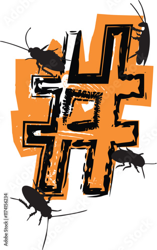 Symbol filled with cockroaches and bugs.