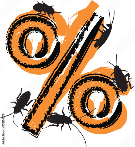 Percentage  Symbol filled with cockroaches and bugs.