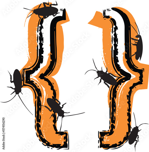 Symbol filled with cockroaches and bugs.