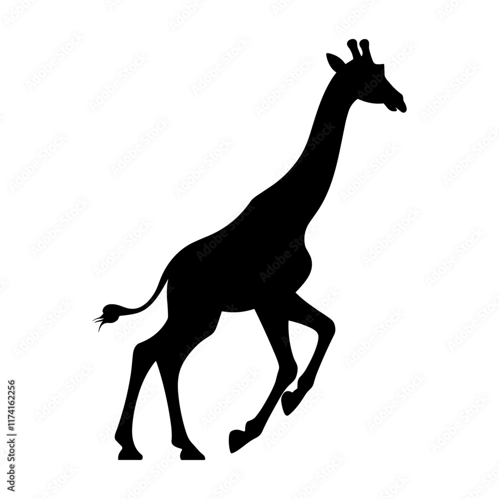 Fototapeta premium Running Giraffe Silhouette
