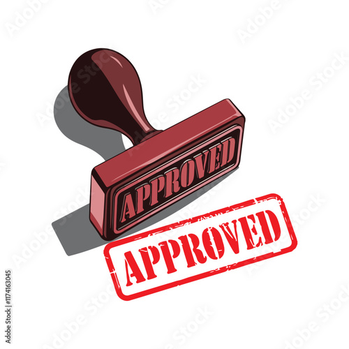 An approved rubber stamp on a white backdrop
