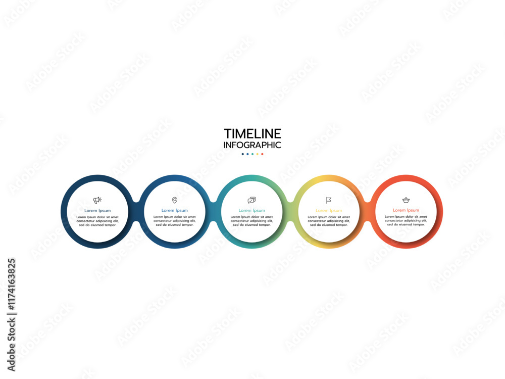 Naklejka premium infographic template. Concept circular with 5 steps or process infographic chart for business startup demonstration.