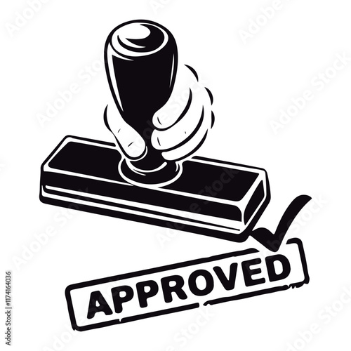 An approved rubber stamp on a white backdrop
