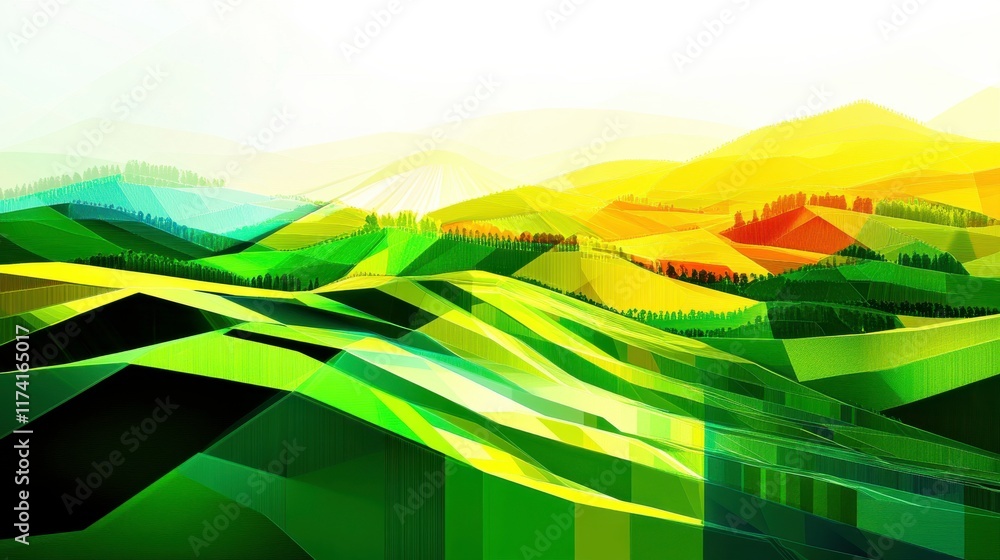 Obraz premium Vibrant Agricultural Field with Dynamic Angles and Colors