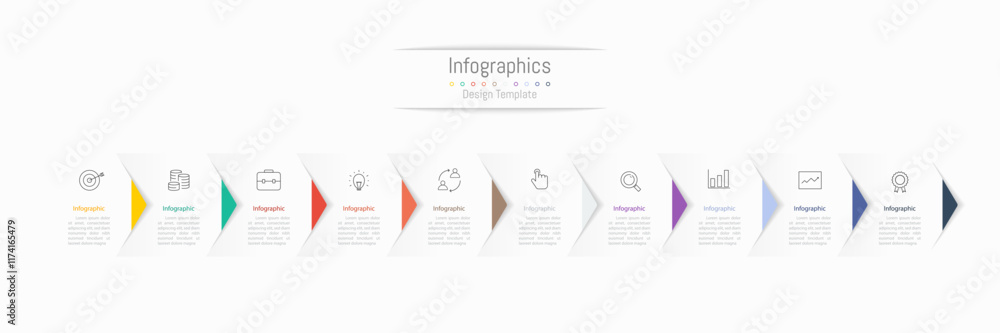 Fototapeta premium Infographic 10 options design elements for your business data in paper style. Vector Illustration.