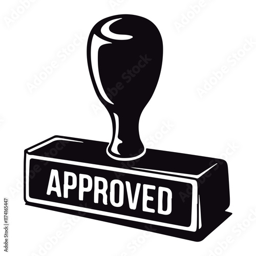 An approved rubber stamp on a white backdrop

